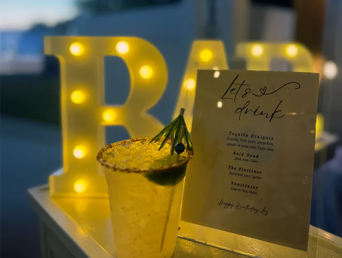 Prepared cocktails at an event